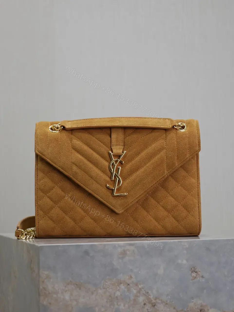 Quilted Crossbody Bag with Gold Monogram, Chic & Practical — view 1