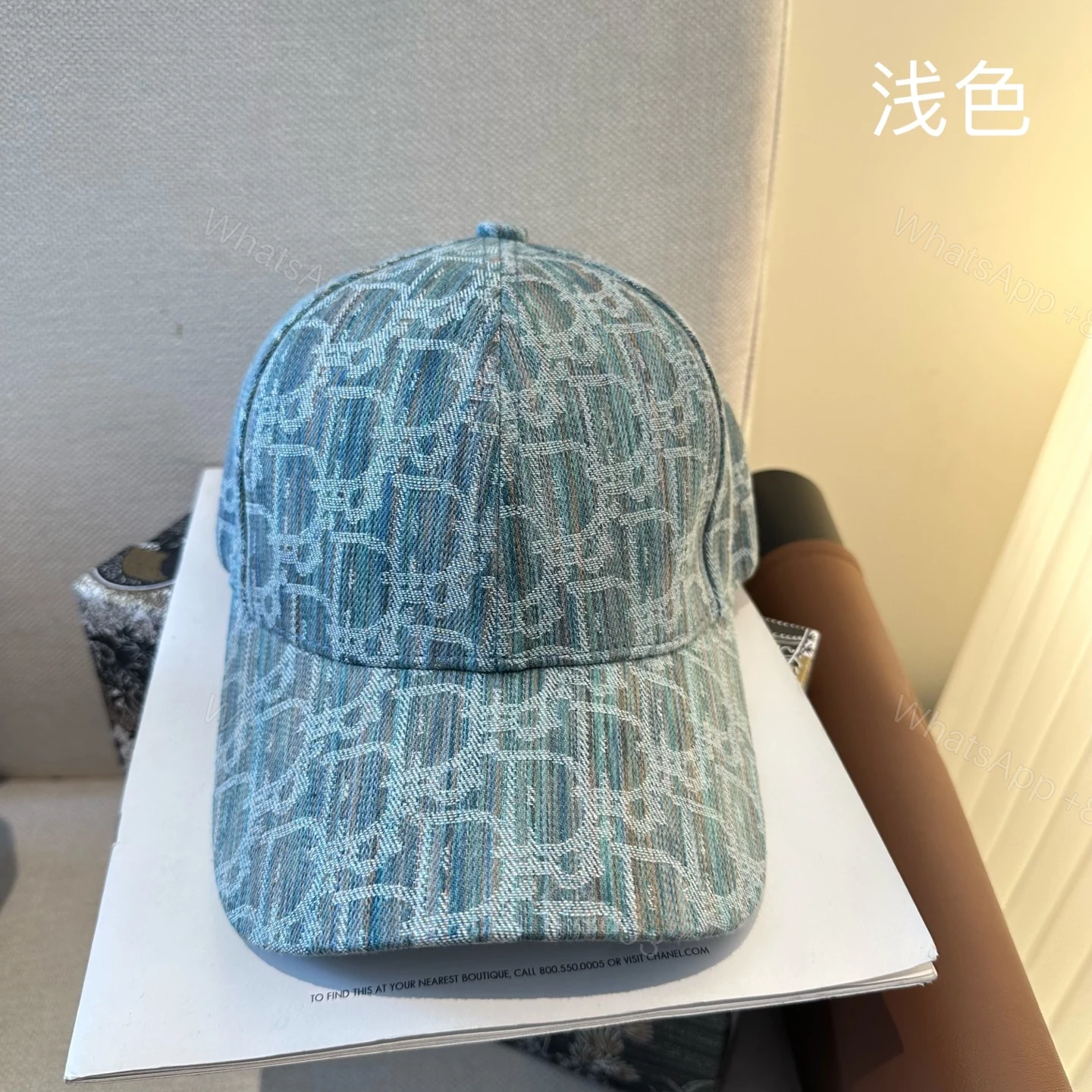 Dior高仿字母老花棒球帽 經典刺繡鴨舌帽藍色款 — view 1