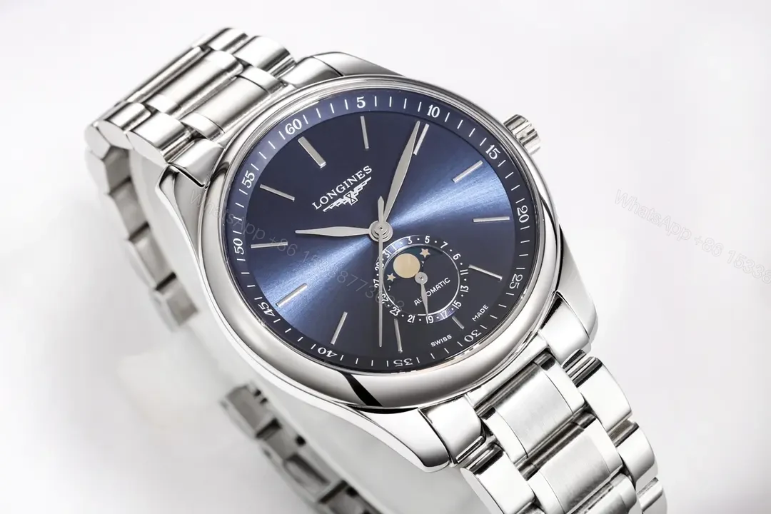 View 6 of Longines Master Collection Moonphase 40mm Blue Dial Stainless Steel Watch