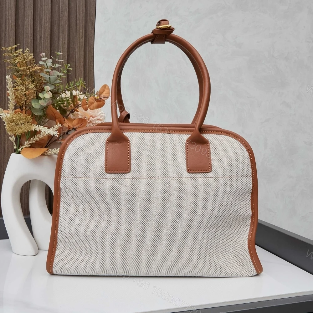 View 5 of Prada Medium Blend And Leather Tote Bag Tan And Caramel 33Cm 1BG572 2HJA F0KFZ V OOZ