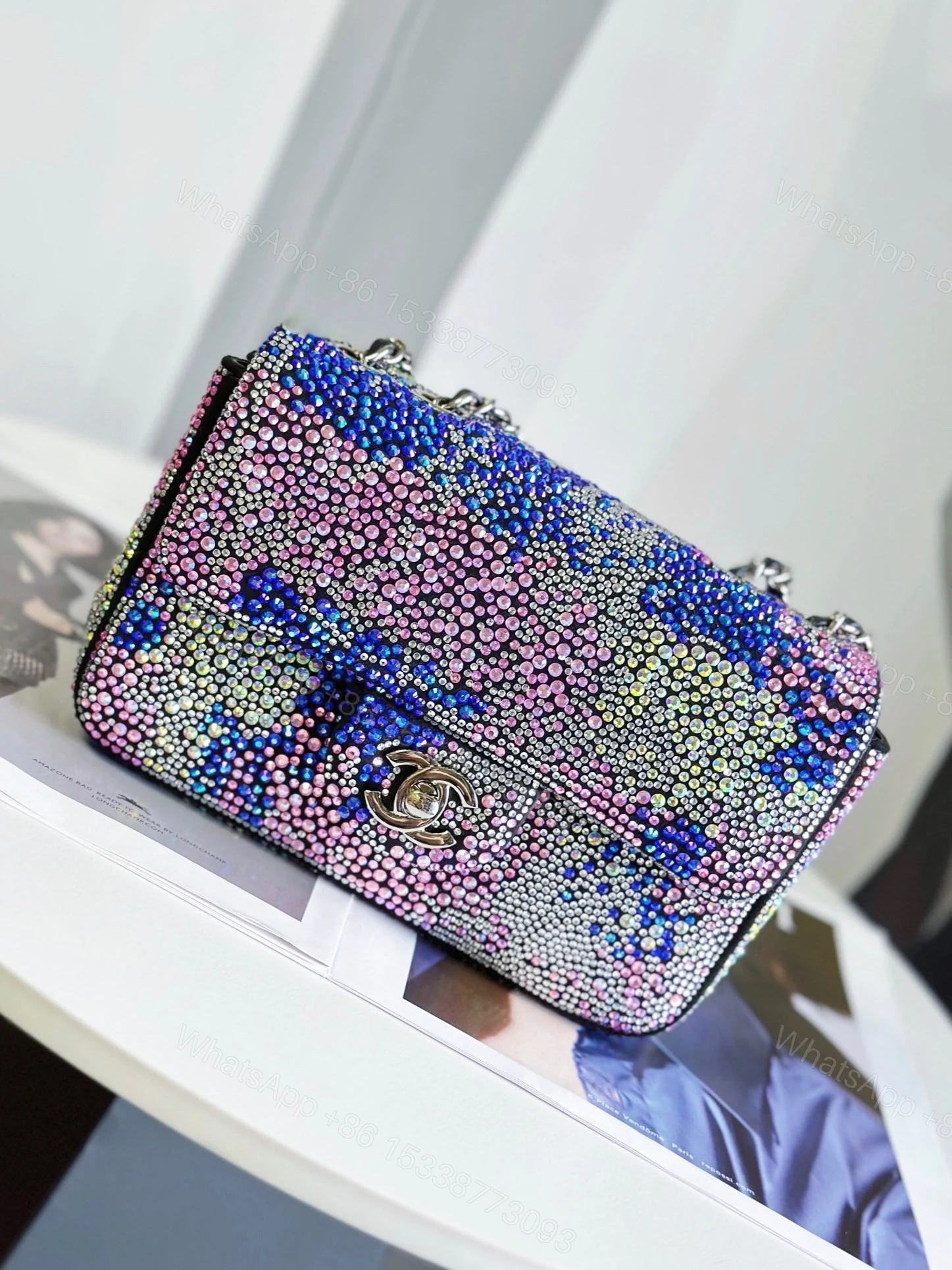 Chanel 高仿彩鑽漸層晚宴包 閃耀奢華鏈條肩背包 — view 1