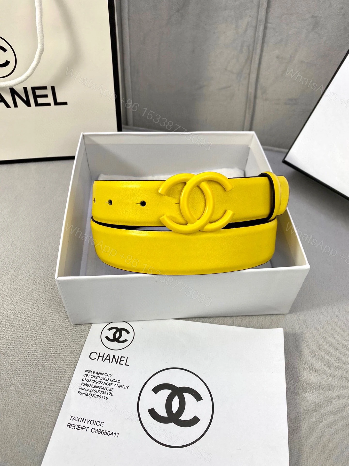 Chanel 高仿 黃色雙C扣皮帶 女士時尚腰帶 — view 1