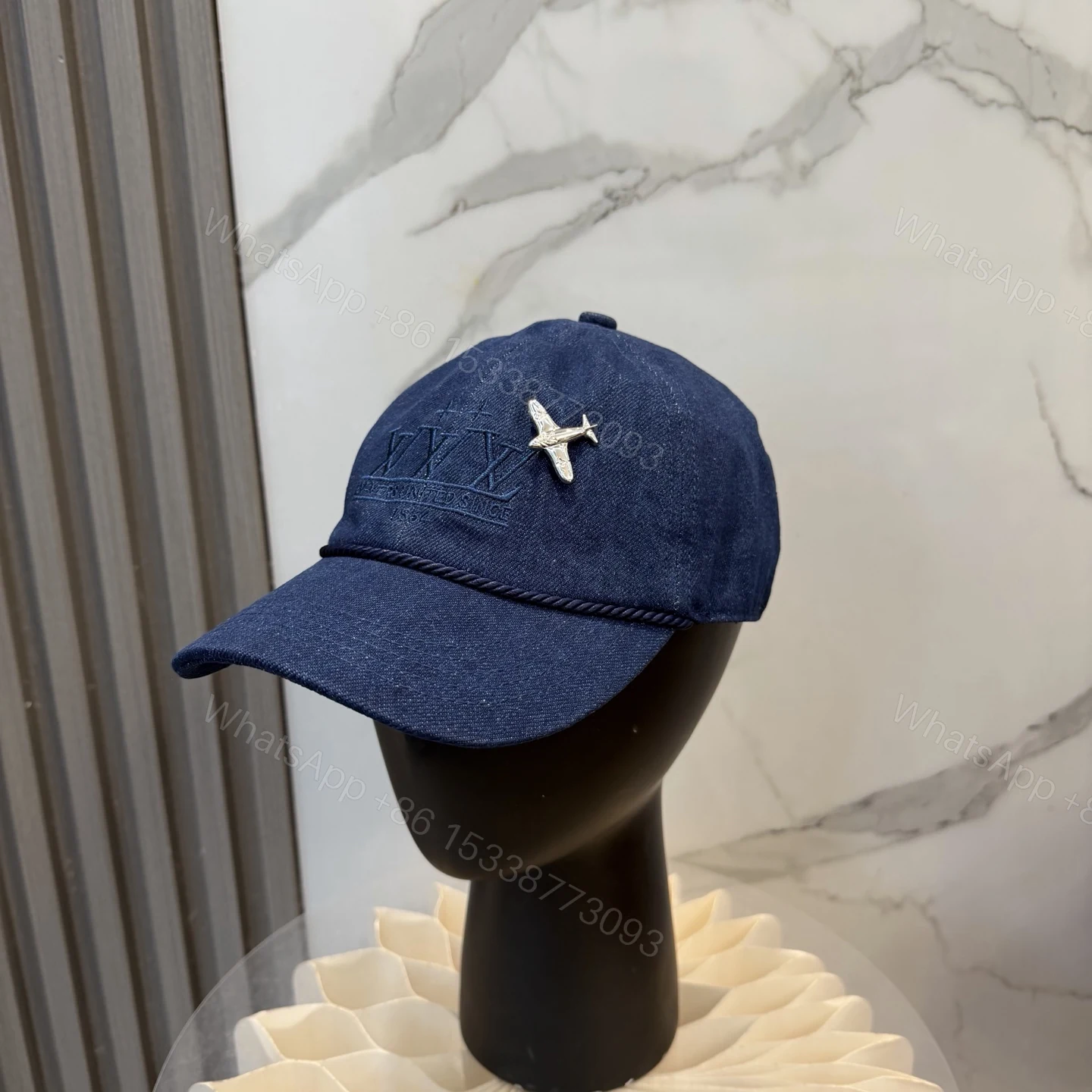 LV A貨 男女款 丹寧飛機裝飾棒球帽 深藍牛仔潮流款 — view 1