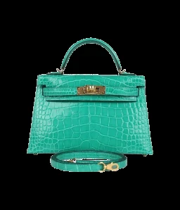 Hermès Kelly Sellier 20 Vert Jade Shiny Alligator Gold Hardware — view 1