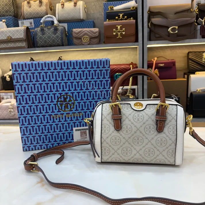 First Copy Tory Burch White and Brown Women’s Bag — view 1