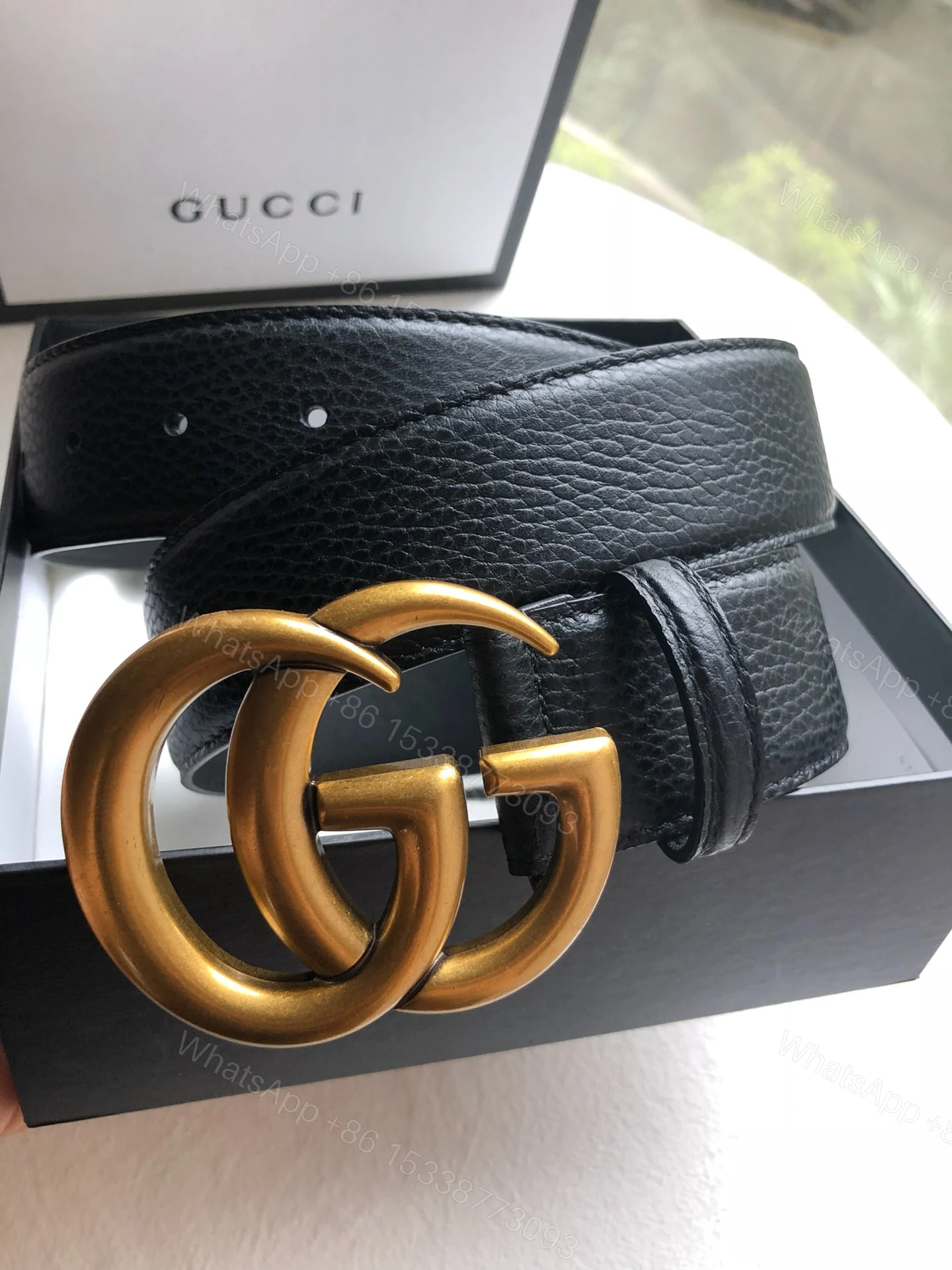 Gucci 一比一黃銅復古雙G皮帶 荔枝紋質感紳士配件 — view 1