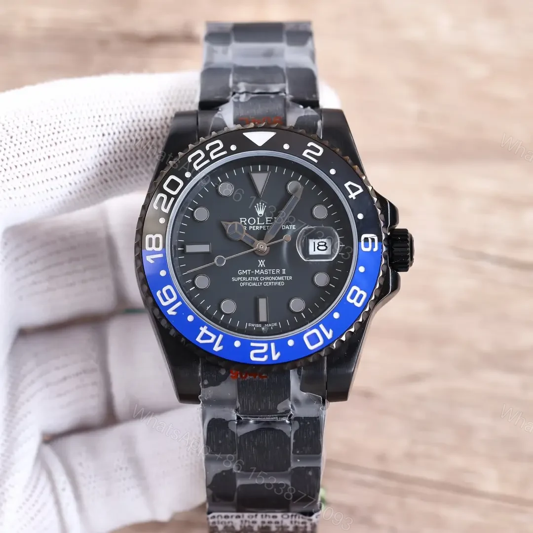 Best Rolex Blaken GMT Master replica 40MM Batman Black Rubber Strap Edition RG-BLAKEN-GMT-BATMAN-V9-RUBBER — view 1