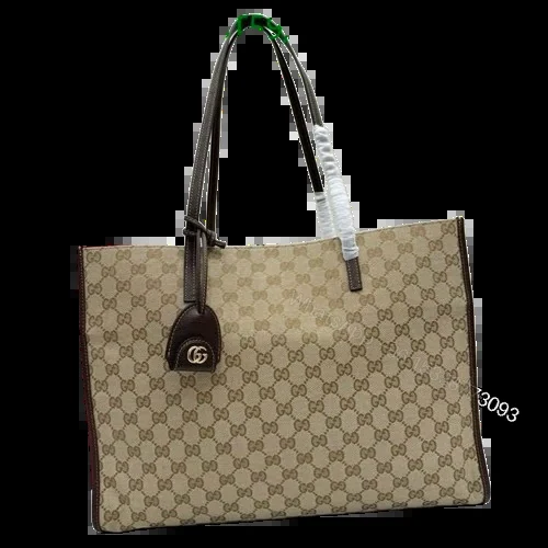 Gucci Ebony and Beige Large Tote Bag with Charm 87522 — view 1