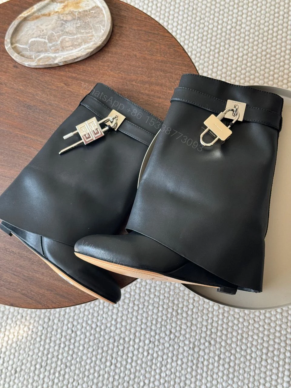Givenchy Shark Lock leather ankle boots — view 1