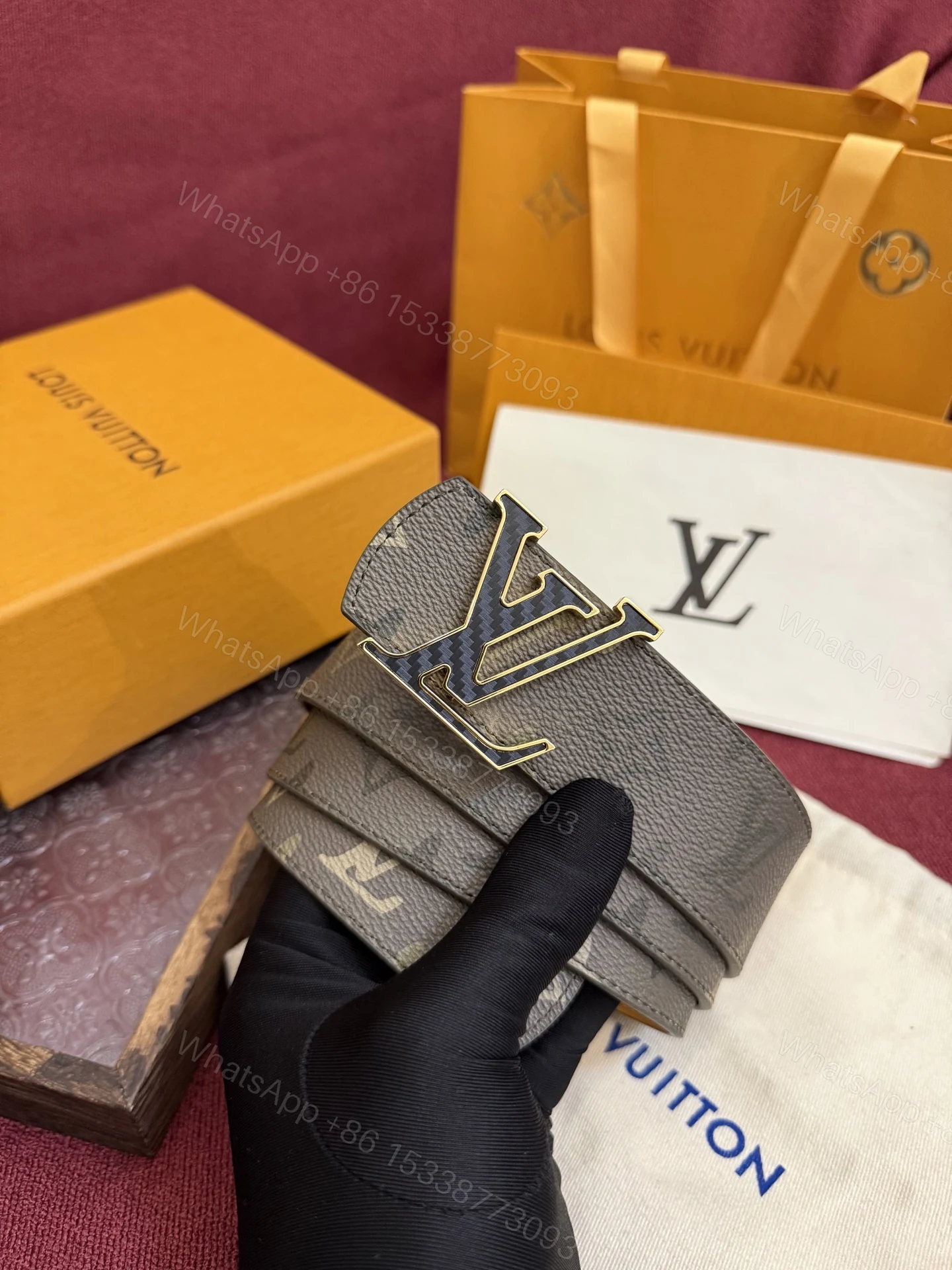 LV 一比一 男款 老花拼接LV扣頭皮帶 經典百搭腰帶 — view 1