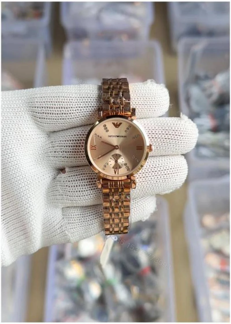 First Copy Emporio Armani Rose Gold Minimal Dial Watch For Women — view 1