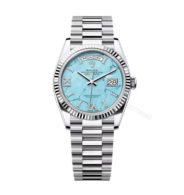 Superclone Rolex Day-Date Turquoise Diamond Dial 128236-0011 36 mm — view 1
