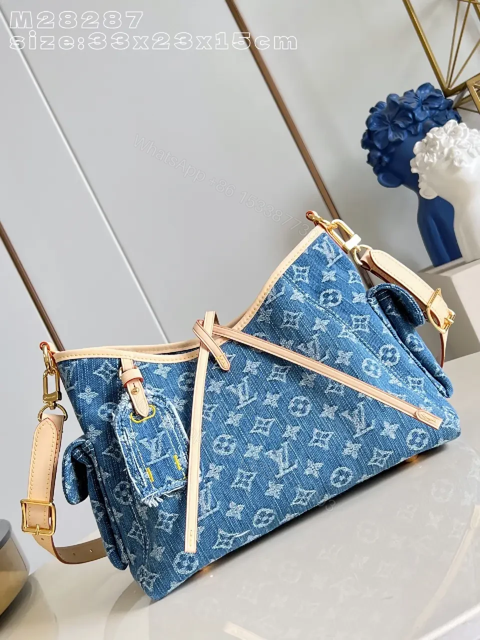 View 6 of Denim Monogram Crossbody Bag: Luxe, Structured, Everyday