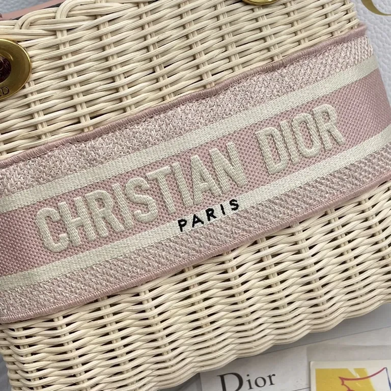 View 7 of Pastel Wicker Luxury Handbag â€“ Dior-Inspired, Leather Handles