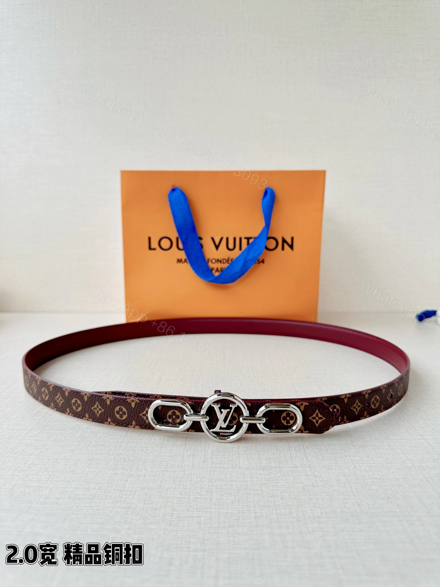 LV A貨女款 Monogram 圓環鏈條扣細版腰帶 優雅百搭款 — view 1