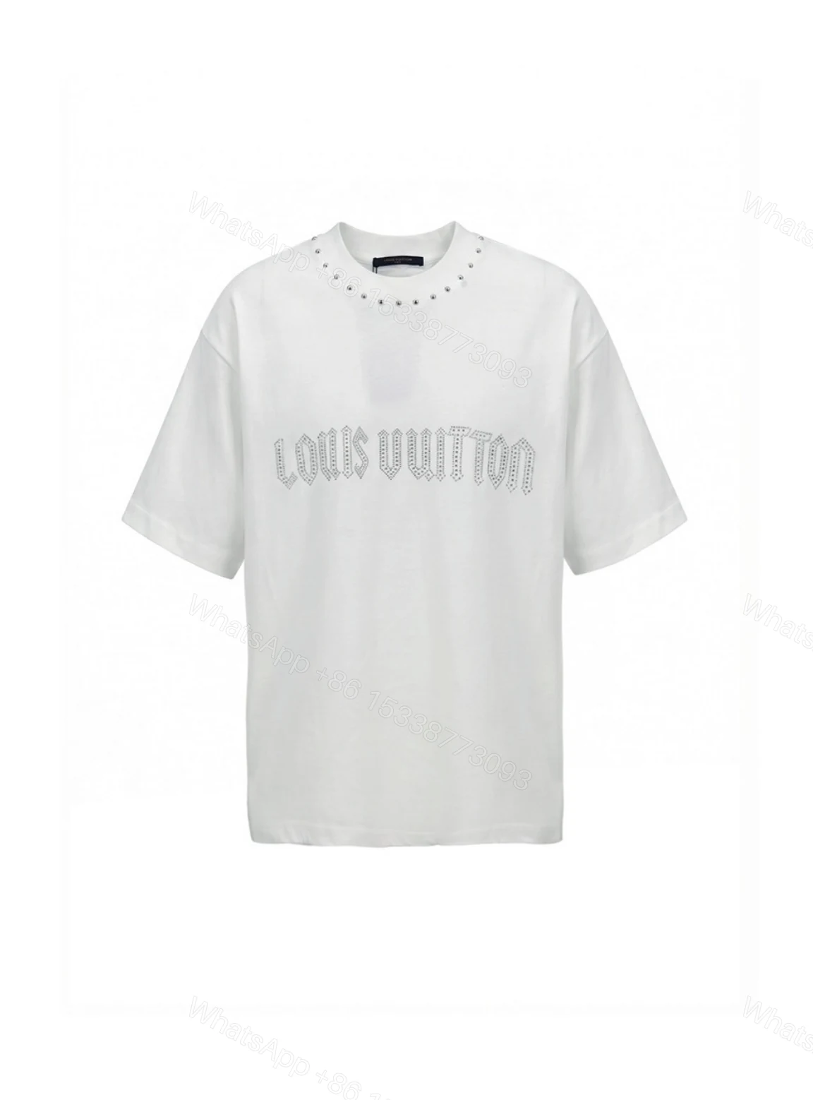 LV 高仿 男款 鑲鑽Logo短袖T恤 簡約高級百搭款 — view 1