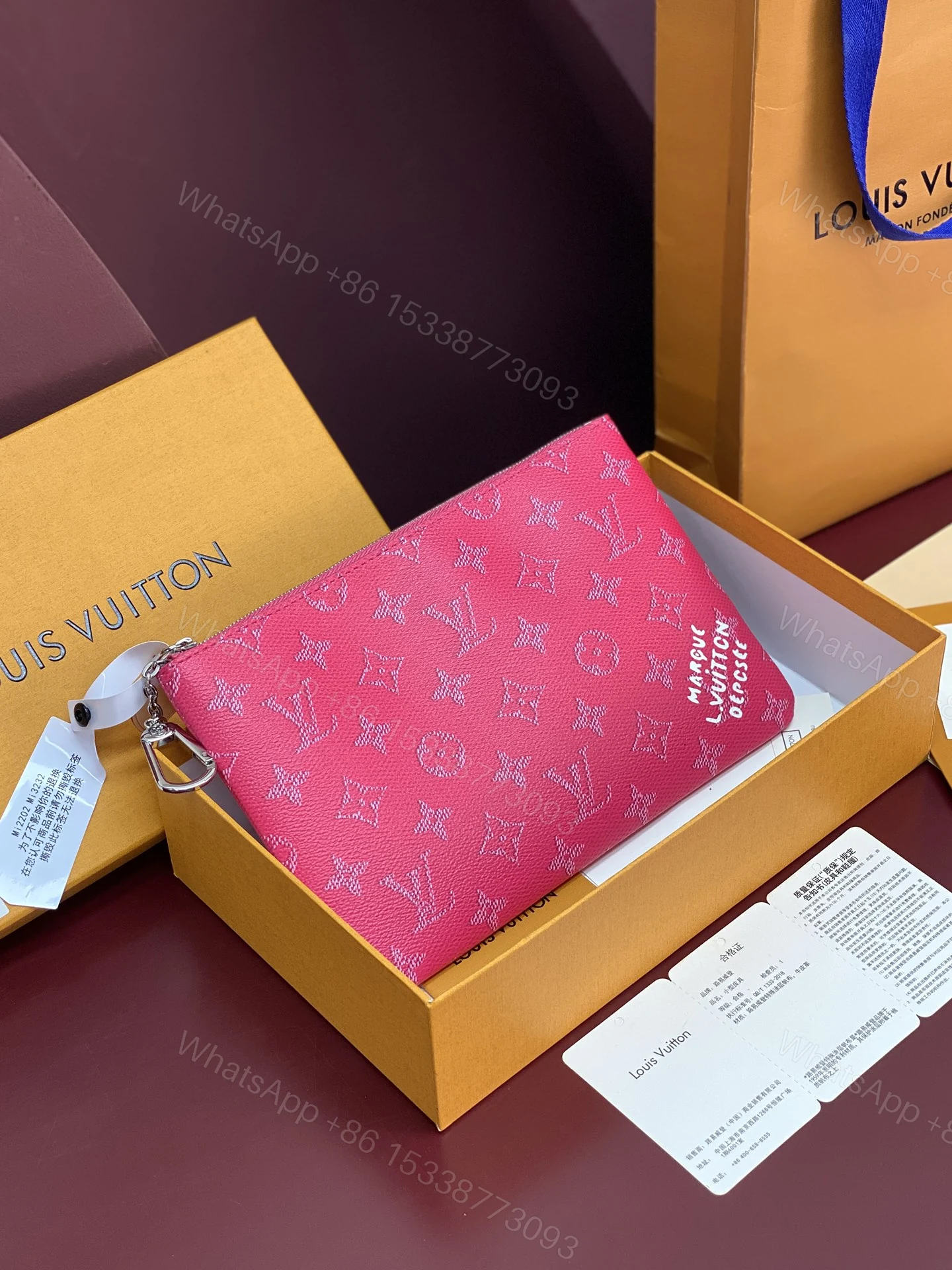 LV 高仿 Monogram 粉色拉鍊零錢包 女款迷你收納包 輕奢風格 — view 1