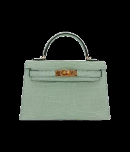 Hermès Kelly II Sellier Mini Vert D’eau Matte Porosus Crocodile Gold Hardware — view 1