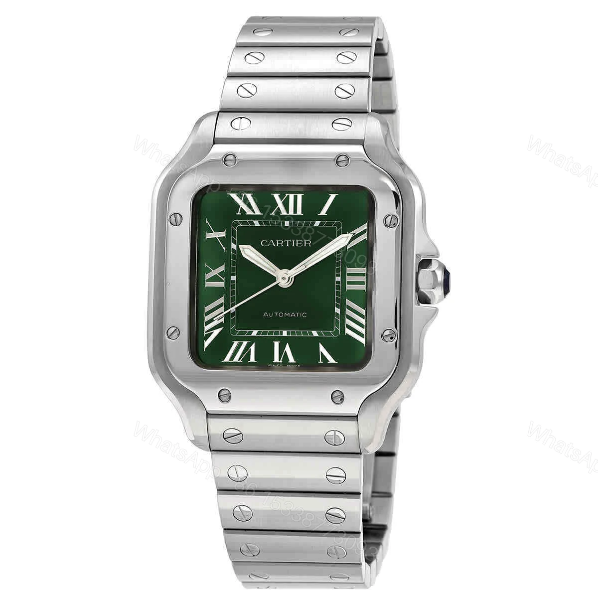 Cartier Santos De Silver Green Dial Swiss Automatic Watch — view 1