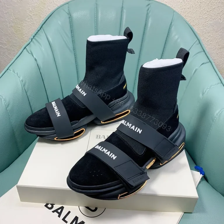 Balmain Sock-Sneaker: Knit Upper, Straps, City-Fashion Comfort — view 1