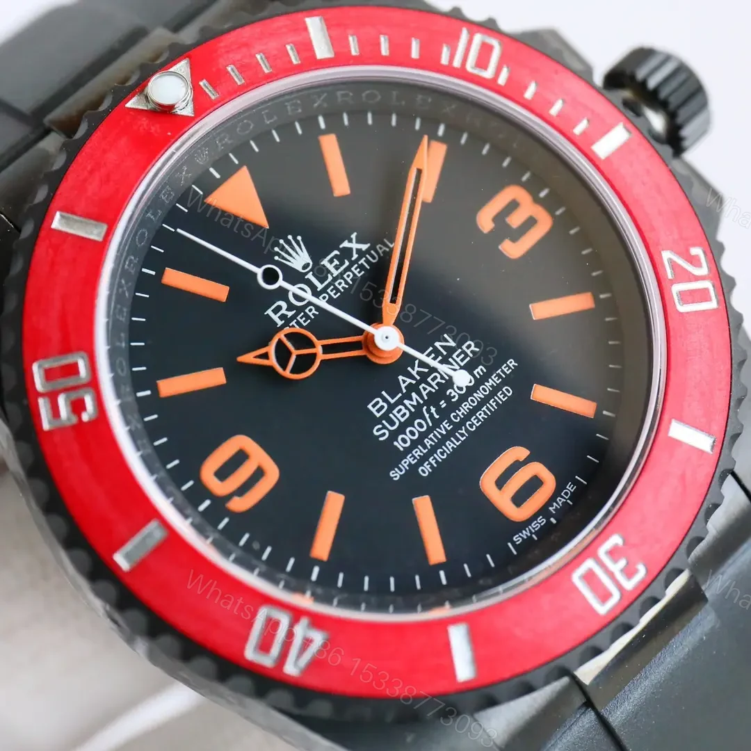 View 9 of Bold red blaken submariner replica 40MM Black Carbon B33 Edition RG-BLAKEN-SUB-B33-RED-BEZEL