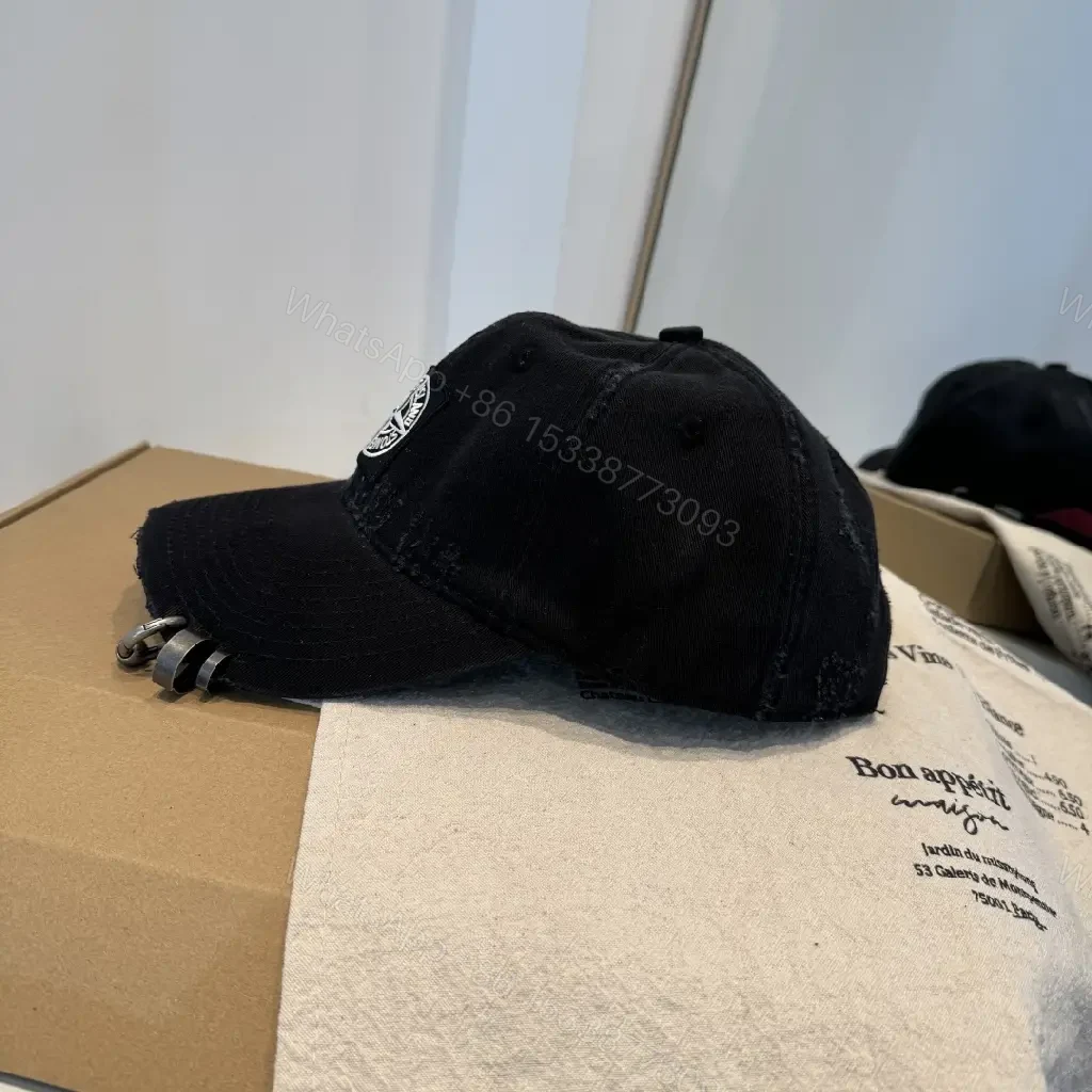 View 5 of Dark Textured Cap with Subtle Designer Badge, Everyday Luxury