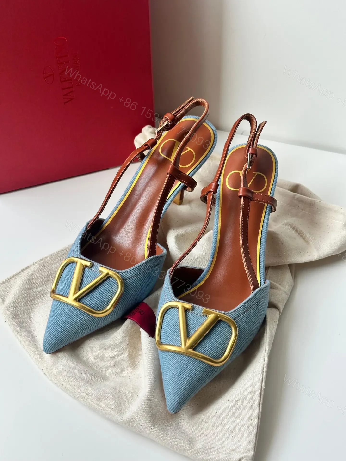 Valentino Garavani Blue VLogo Heels — view 1