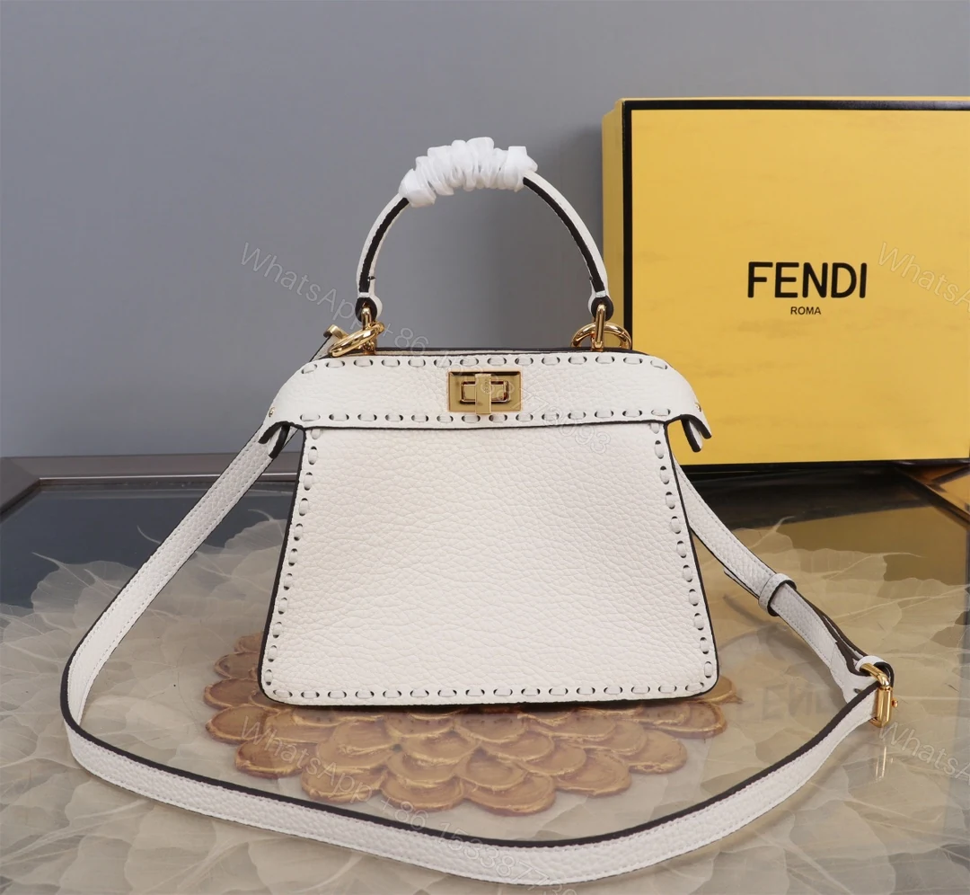 FENDI 原單 女款 Peekaboo 迷你手提包 白色 清新氣質 輕奢款 — view 1