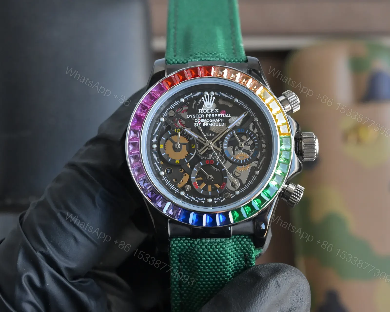 View 9 of Rolex Daytona Rainbow Skeleton Carbon Black Dial Blue Strap Edition 40mm RLX-DAY-RBW-SKL-CARB40-BLU