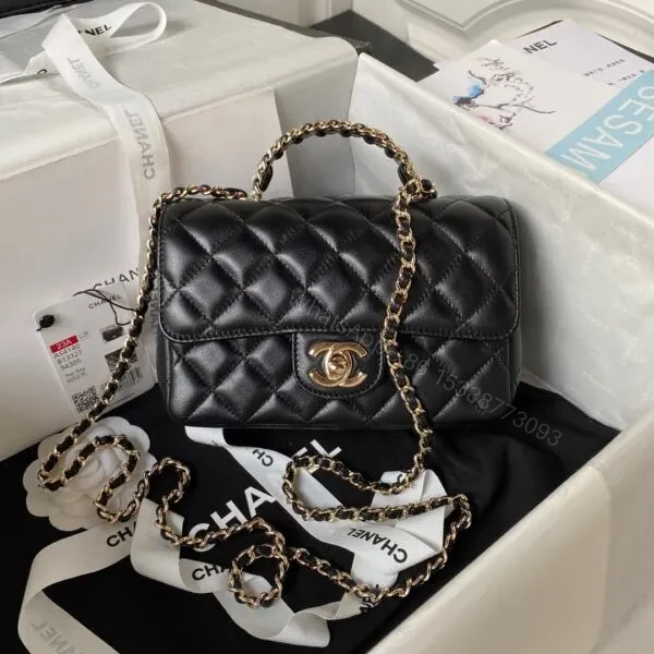 Chanel Handbags Black Demi Lock Gold Wrinkled Skin 20cm — view 1