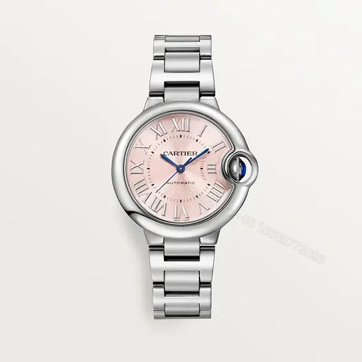 Cartier Ballon Bleu Pink Dial Stainless Steel Watches | Master Copy Watches — view 1
