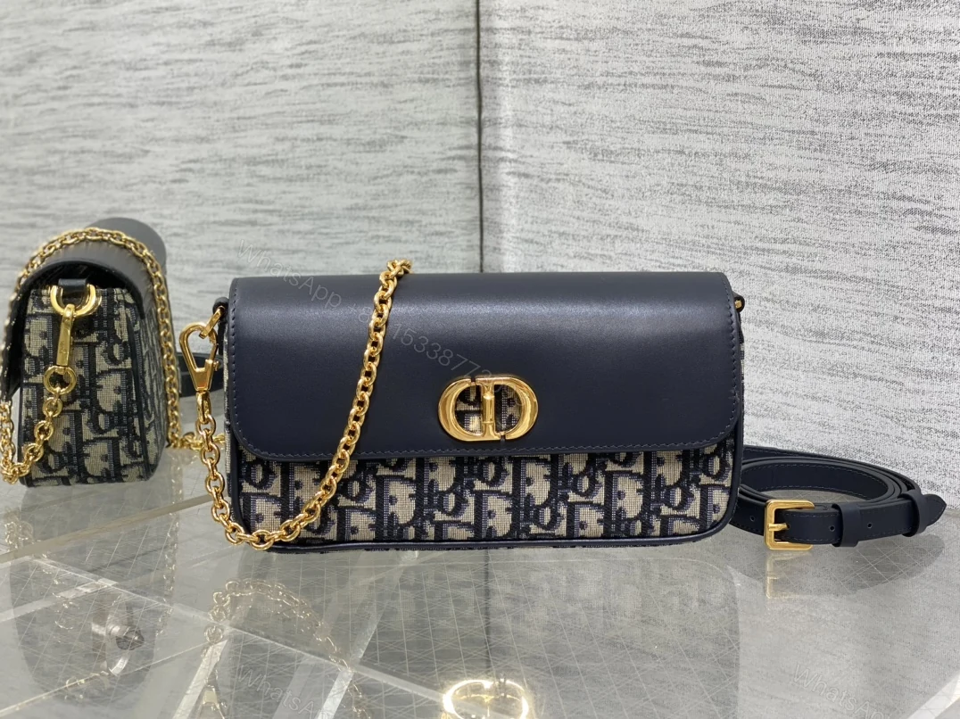 Dior高仿女款鍊條拼皮包經典老花與牛皮混搭款 — view 1
