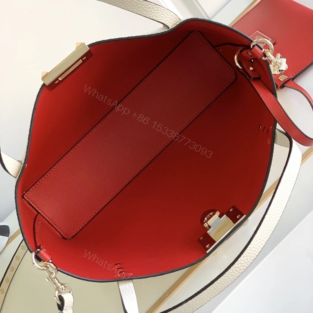 View 5 of VALENTINO GARAVANI ROCKSTUD SMALL TOTE BAG WHITE 28CM
