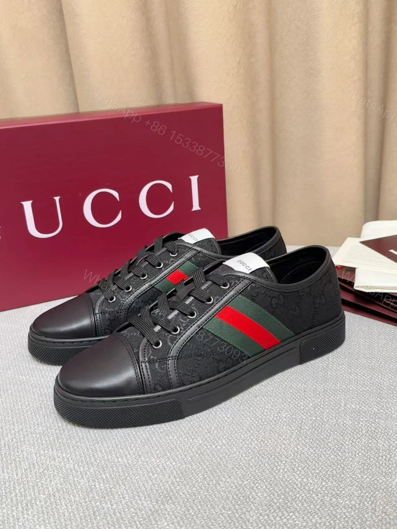 GUCCI 高仿 男款 經典條紋低筒休閒鞋 百搭潮流款 — view 1