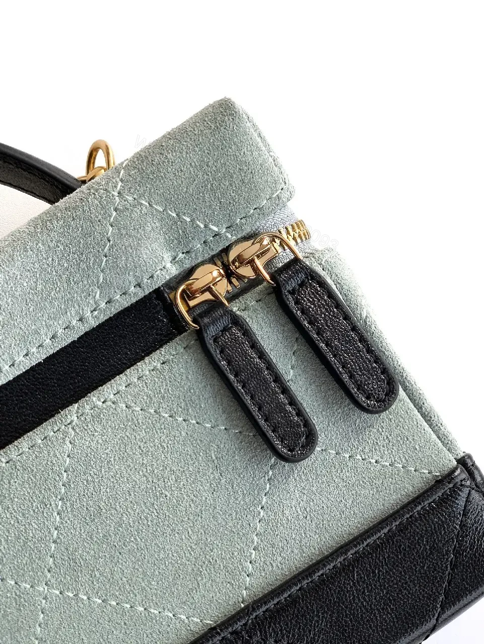 View 9 of Structured Satchel: Two-Tone Texture with Gold Hardware, Mini Bag