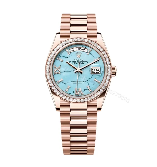 Superclone Rolex Day-Date Turquoise Diamond Dial 128345rbr-0064 36 mm — view 1