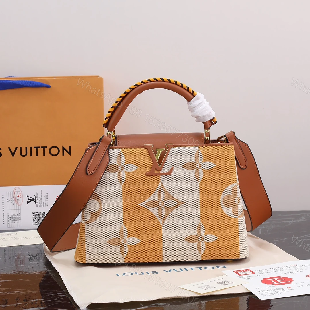 LV A貨拼色Monogram手提包復古圖騰通勤斜背兩用推薦 — view 1