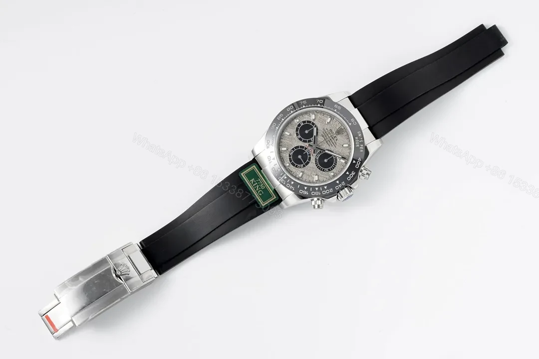 C+ Factory Clean Factory KINGROLEX Daytona Chronograph Watch – Silver Dial, Black Rubber Strap, Premium Quality — view 1