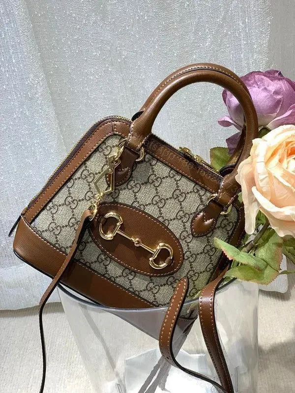Design Supreme Monogram Azalea Calfskin Mini Horsebit 1955 Top Handle Bag Beige Ebony Brown Sugar – Dubai Fashion LUX — view 1