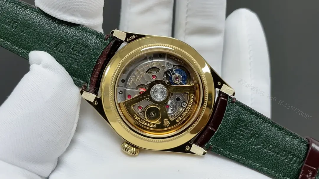 View 6 of Premium Rolex 1908 Yellow Gold White Dial replica 39MM Black Leather Strap Edition 52508-0006
