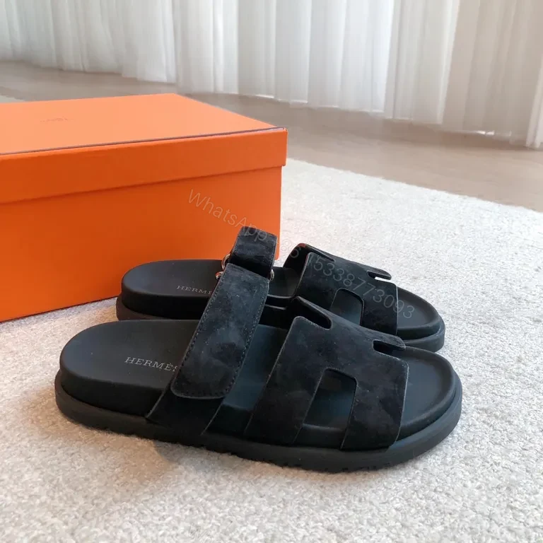 View 9 of Chic Black Suede Slip-On Sandals â€” Elevated Comfort