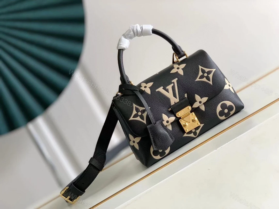 LV A貨 Monogram壓紋鎖扣手提包 黑色金扣款 — view 1