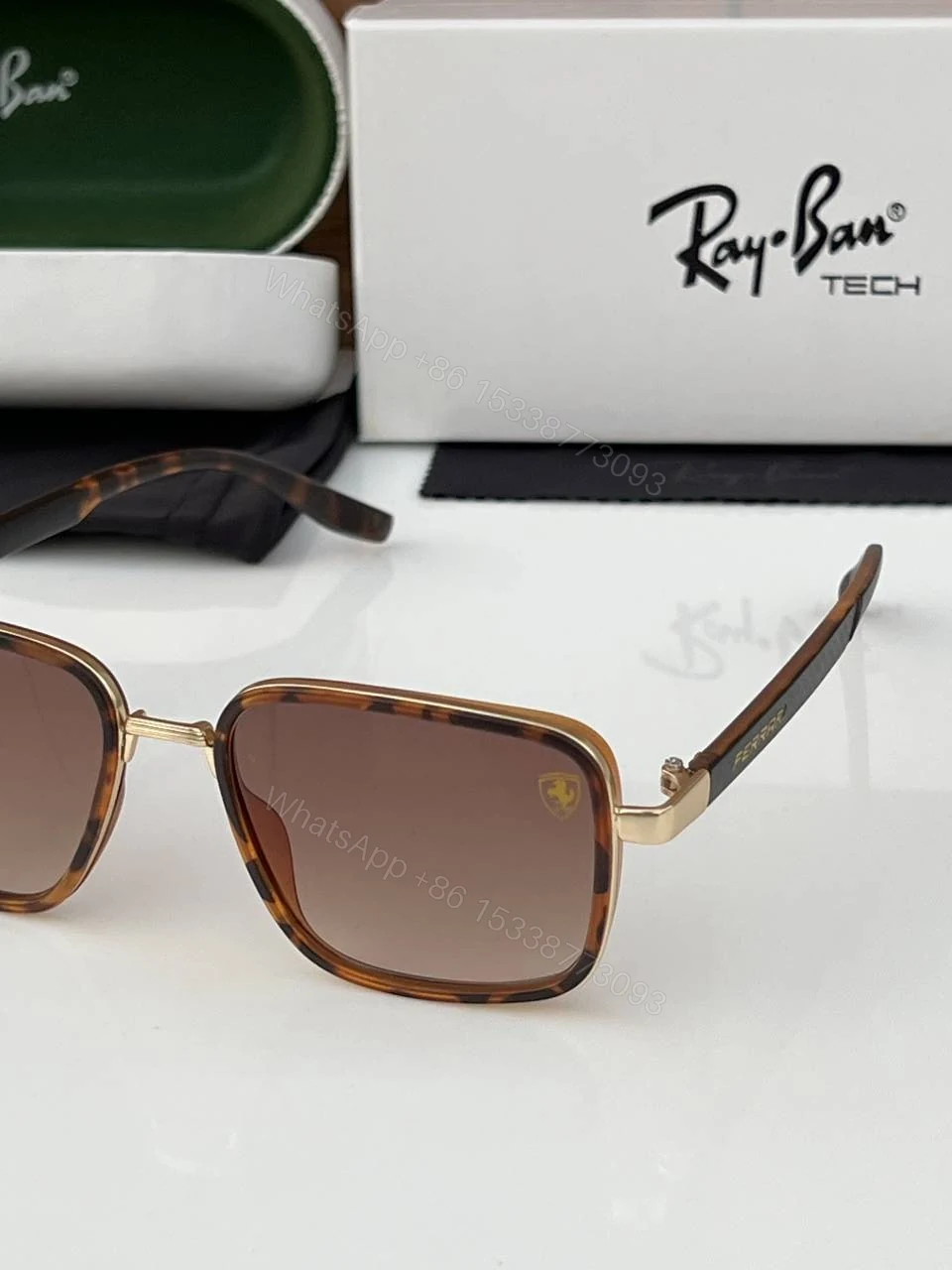View 5 of First Copy RayBan 8840 Gold Brown Tiger Sunglasses