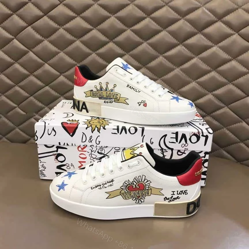View 9 of DOLCE AND GABBANA LEATHER ROYAL LOVE PRINT SNEAKERS IN WHITE – DG103