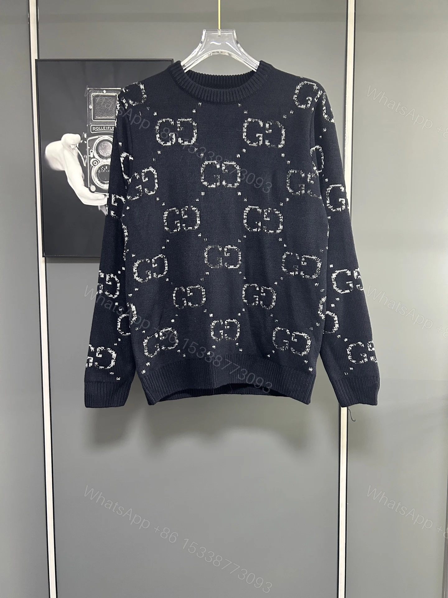 Gucci 高仿男針織毛衣 黑底白GG圖騰設計 低調中顯品味 — view 1
