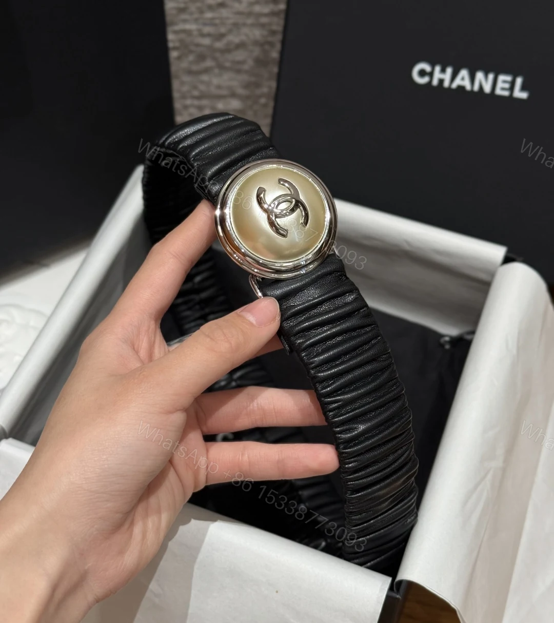 CHANEL 原單 女款 彈力雙C皮帶 經典高級感設計腰帶 — view 1