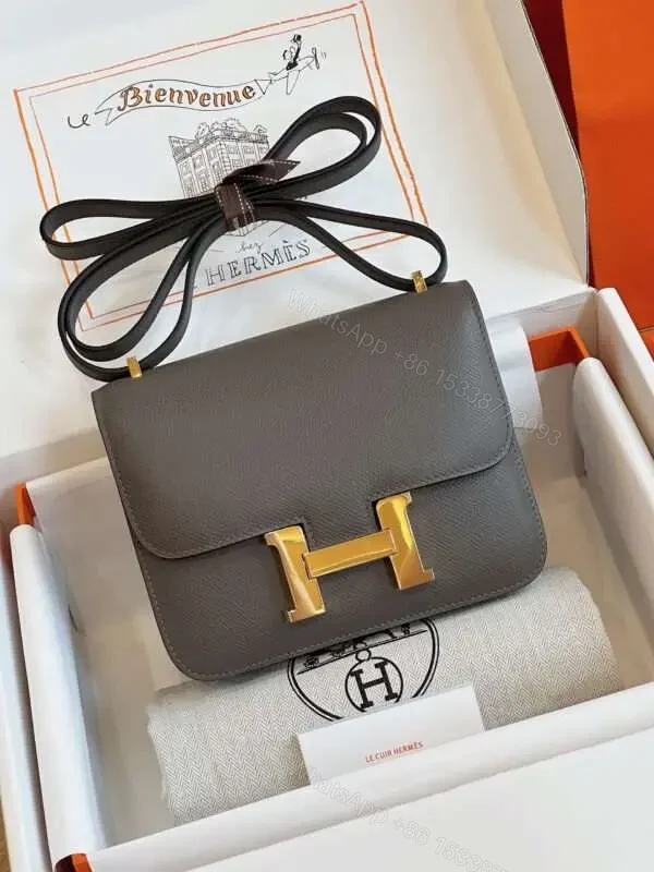 HN Bag Epsom Gold Grey With Lock Gold Handbags 19cm — view 1