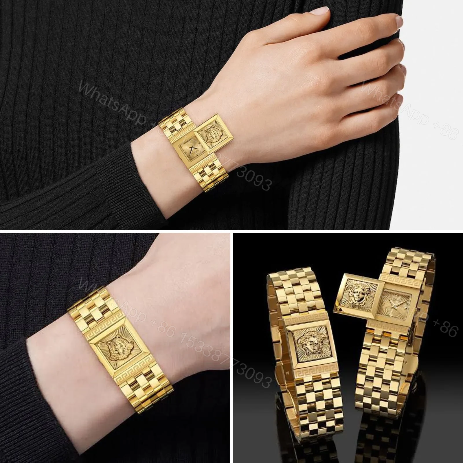 Versace PVD Gold Asymmetrical Quartz — view 1