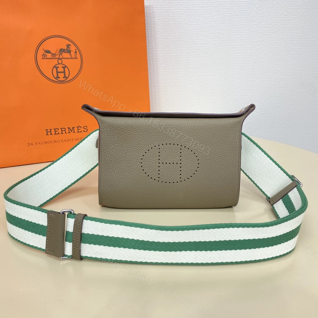 Hermes 高仿 Evelyne TPM 綠白拼接肩帶迷你包 高端休閒斜背款 — view 1