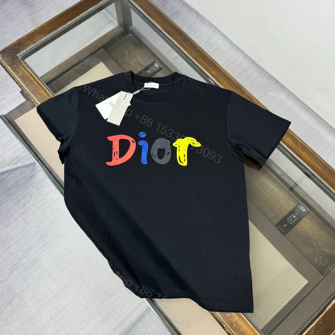 Dior高仿彩色塗鴉Logo女款短袖T恤精品休閒上衣 — view 1